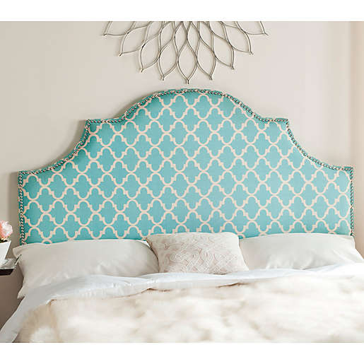 Hallmar Blue/white Queen Synthetic Upholstered Headboard 677CDR