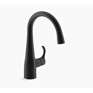 KOHLER Simplice Matte  Black 1-Handle Deck Mount Bar and Prep Handle Kitchen Faucet MRM1253