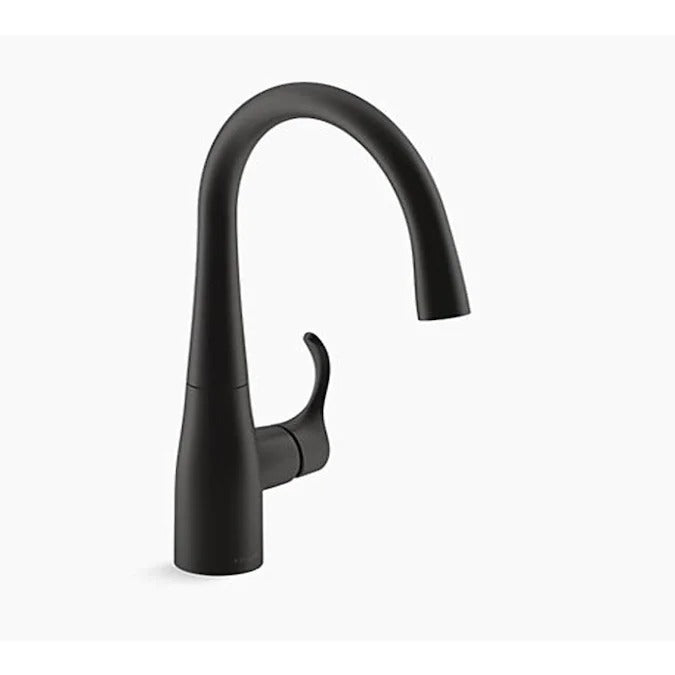 KOHLER Simplice Matte  Black 1-Handle Deck Mount Bar and Prep Handle Kitchen Faucet MRM1253