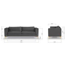 Load image into Gallery viewer, 89&quot; Velvet Square Arm Sofa with Reversible Cushions
