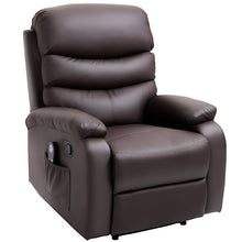 Load image into Gallery viewer, HOMCOM Manual Massage Recliner Chair with Heat and Remote Control, 8 Massaging Points, PU Leather, - Brown
