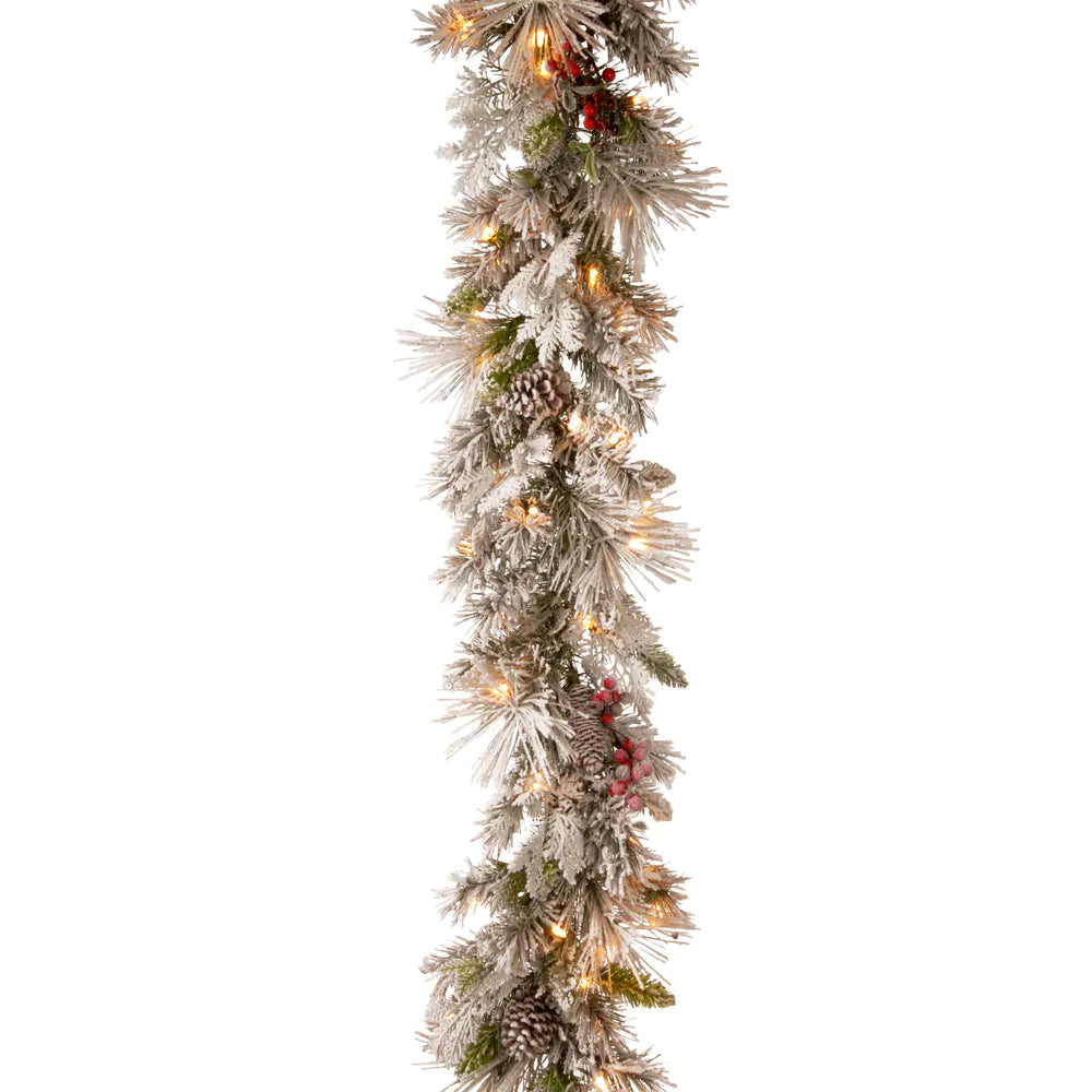 9-foot Snowy Bedford Pine Garland