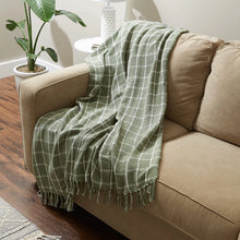 Load image into Gallery viewer, DII Transitional Checked Plaid Woven Throw, 50x60, Artichoke Green
