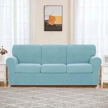 Load image into Gallery viewer, Large 7 Pieces Stretch Sofa Slipcover, Couch Cover for 3 Cushion Washable Sofa Cover with Individual Backrest Cushion Covers Furniture Covers for Living Room (Sofa, Steel Blue)

