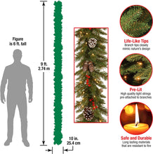 Load image into Gallery viewer, National Tree Company Pre-Lit Artificial Christmas Garland, Green, Frosted Berry, White Lights, Decorated with Pine Cones, Berry Clusters, Plug In, Christmas Collection, 9 Feet
