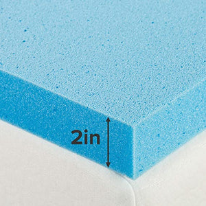 2 Inch Green Tea Cooling Gel Memory Foam Mattress Topper / Cooling Gel Foam / CertiPUR-US Certified, 2" King