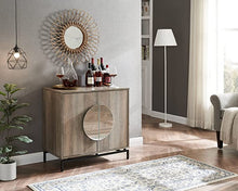 Load image into Gallery viewer, Grey Wash Console Bar Cabinet with Half Moon Handles
