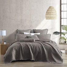 Load image into Gallery viewer, Ravi Stone Washed Solid Diamond Stitched Quilted Euro Sham, Euro, Grey
