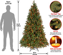 Load image into Gallery viewer, National Tree Company Pre-Lit 'Feel Real' Artificial Full Downswept Christmas Tree, Green, Douglas Fir, Multicolor Lights, Includes Stand, 6.5 Feet
