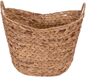 Household Essentials ML-4002 Tall Water Hyacinth Wicker Basket with Handles | Natural, Brown, Natural GL459