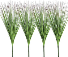 Load image into Gallery viewer, 18&quot; Artificial Plants Onion Grass Greenery Wheat Grass Stems Faux Shrub PVC Green Grass Plants Outdoor Indoor Home Garden Planter Decor Pack of 4 (Green, 4)
