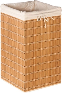 Honey-Can-Do HMP-01620 Square Wicker Hamper, Natural Bamboo/Beige Canvas, 25-Inches Tall, EC1101