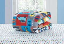 Load image into Gallery viewer, Little Starter Crib Size Microfiber Cars Trains Trucks 4 Piece Bed in a Bag Set, 43x58, Blue GL576
