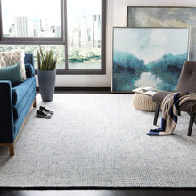 Load image into Gallery viewer, SAFAVIEH Abstract Collection 8&#39; x 10&#39; Ivory/Blue  Handmade Premium Wool &amp; Viscose Area Rug
