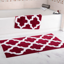 Load image into Gallery viewer, Lavish Home 100% Cotton 2 Piece Trellis Bathroom Mat Set - Burgundy
