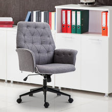Load image into Gallery viewer, HomCom Modern Fabric Tufted Home Office Chair - Grey 7510
