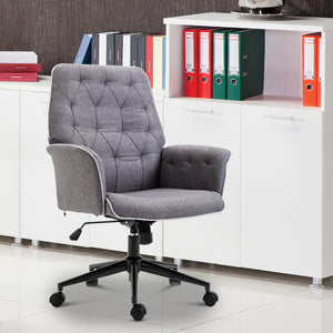 HomCom Modern Fabric Tufted Home Office Chair - Grey 7510