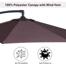 Load image into Gallery viewer, Outsunny 10' Cantilever Hanging Tilt Offset Patio Umbrella with Stand - Brown 2361CDR
