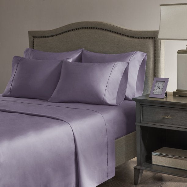 Comfort Classics 800 Thread Count Cotton Rich Sateen Sheet Set, Purple, Queen