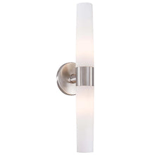 Load image into Gallery viewer, Saber 2-Light Bath Fixture in Brushed Stainless Steel with Glass Shade
