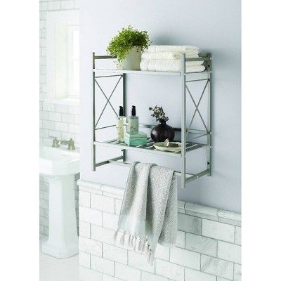 Square Tube Decorative Wall Shelf - Threshold™- Brushed Nickel - 416DC