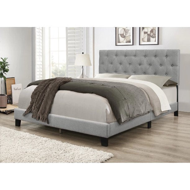 Omi Upholstered Queen Panel Bed, Gray