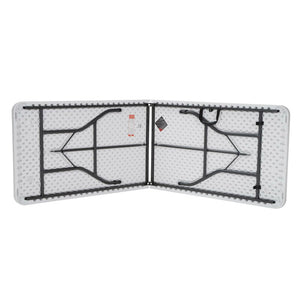 White 96'' Plastic Rectangular Portable Folding Table 2298AH