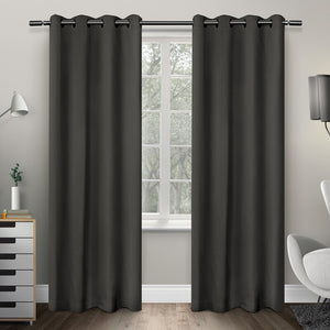 Stanton Sateen Solid Blackout Thermal Grommet Curtain Panels- Charcoal #9835ha