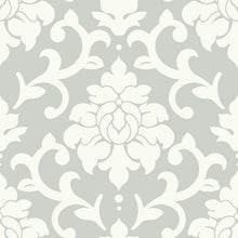 Load image into Gallery viewer, Milford Damask Peel and Stick Wall Paper Roll- set of 5- 16.5&#39; x 20.5&quot; Grey #9839ha
