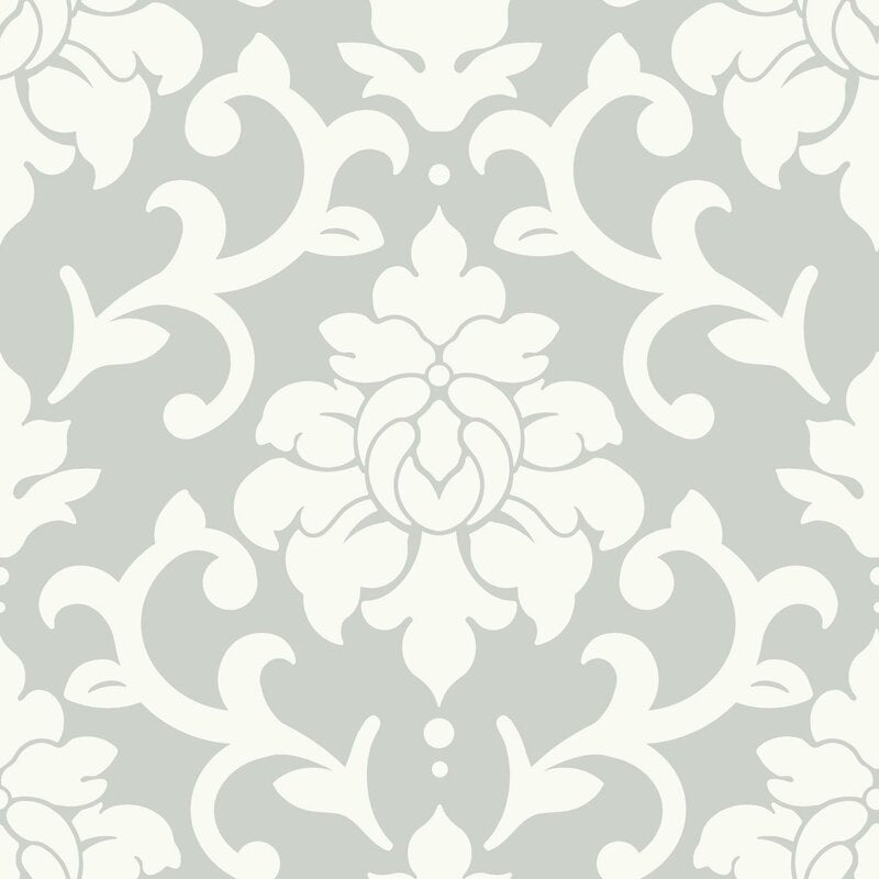 Milford Damask Peel and Stick Wall Paper Roll- set of 5- 16.5' x 20.5