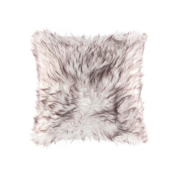 Hebert Faux Fur Throw Pillow- White with Black #9840ha