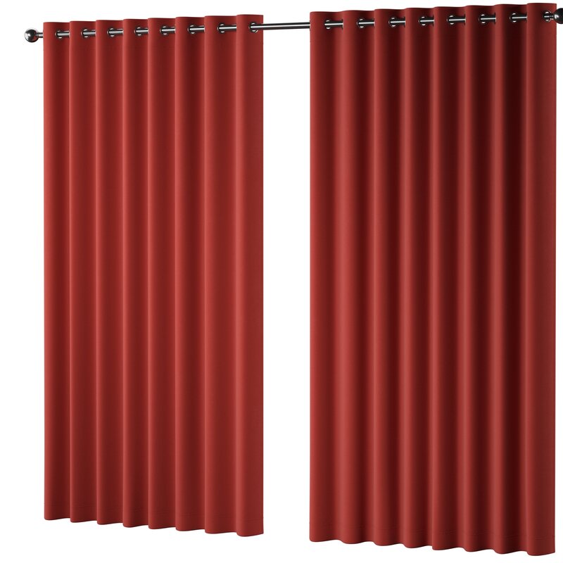 Magee Sateen Twill Solid Room Darkening Thermal Grommet Single Curtain Panel- Mecca Orange #9843ha
