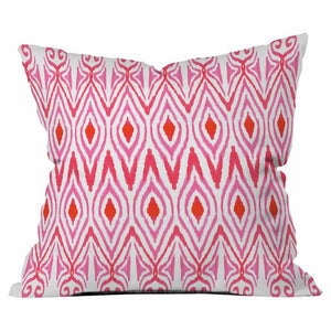 Ikat Watermelon Outdoor Throw Pillow- set of 2 Pink 18" #9854ha