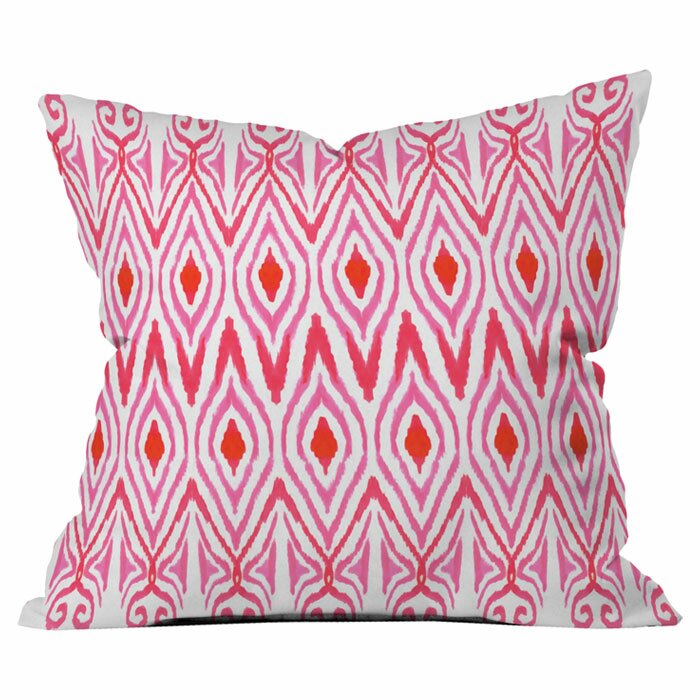 Ikat Watermelon Outdoor Throw Pillow- set of 2 Pink 18