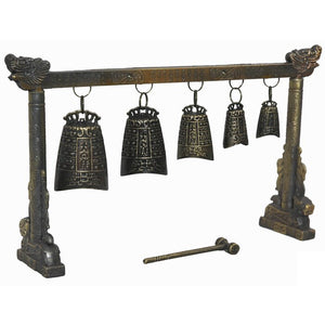 Soderberg Tibetan Five Decorative Bell Gong Sculpture- Bronze #9866ha