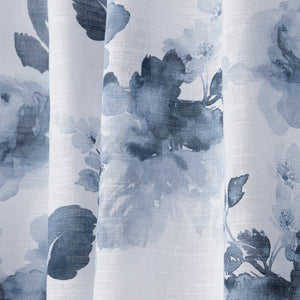 Kristy Floral Semi-Sheer Tab Top Curtain Panels- Indigo Blue #9882ha