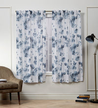 Load image into Gallery viewer, Kristy Floral Semi-Sheer Tab Top Curtain Panels- Indigo Blue #9882ha
