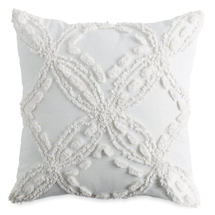 Dayne Cotton Geometric Throw Pillow- White with Gold 18