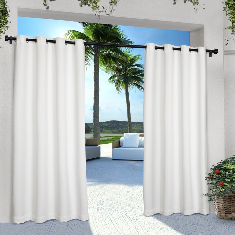 Denton Solid Color Semi-Sheer Room Grommet Curtain Panels- White #9908ha