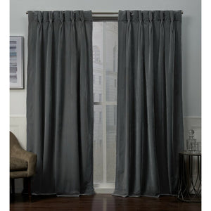 Donna Heavyweight Velvet Solid Room Darkening Pinch Pleat Curtain Panels- Soft Grey #9909ha