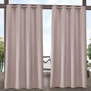 Breanna Heavy Textured Solid Color Semi-Sheer Outdoor Grommet Curtain Panels- Blush #9910ha