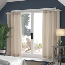 Load image into Gallery viewer, Junious Solid Semi-Sheer Grommet Curtain Panels- White #9929ha
