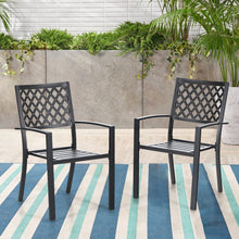 Load image into Gallery viewer, Black Stackable Elegant Metal Patio Outdoor Dining Chair (2-Pack)
