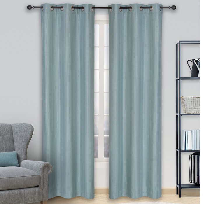 Miera Solid Room Darkening Thermal Grommet Curtain Panels- Teal #9950ha