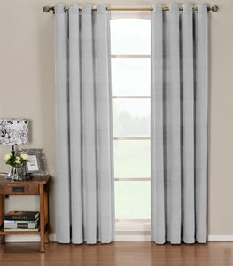 Sheree Pole Top Solid Blackout Thermal Tab top Curtains- Grey #9953ha