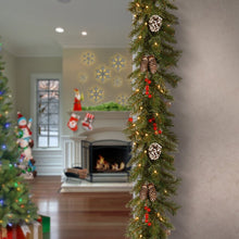 Load image into Gallery viewer, 9&#39; Frosted Pre-Lit Garland with 100 Warm Lights
