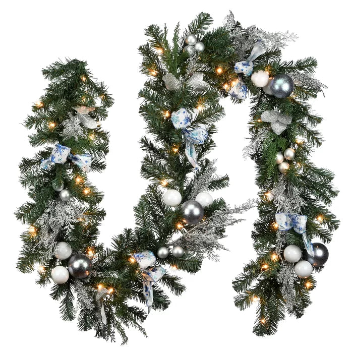 9 Ft. Decorative Pre-Lit Garland with 50 Clear Lights