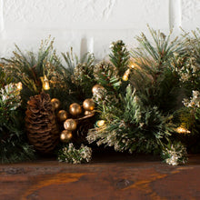 Load image into Gallery viewer, 9&#39; Glittery Faux Pine Garland with 100 Clear/White Lights 3087AH
