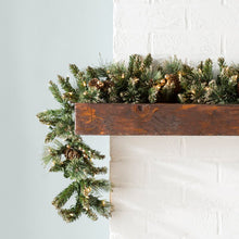 Load image into Gallery viewer, 9&#39; Glittery Faux Pine Garland with 100 Clear/White Lights
