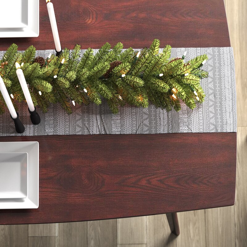 9' Glittery Faux Pine Garland with 100 Clear/White Lights 3087AH